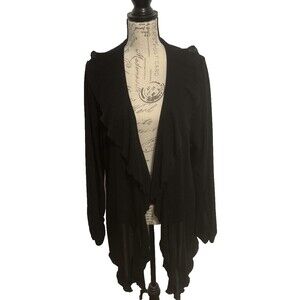 TanJay Women's Large Cardigan Ruffle Collar Hem Front Closure Lightweight